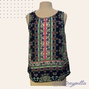 Anne Carson Top Sleeveless Floral Paisley Pink, Blue, green Women's Size Small